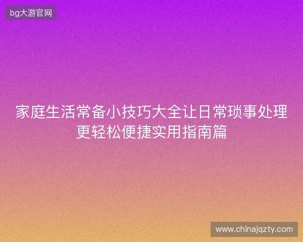 家庭生活常备小技巧大全让日常琐事处理更轻松便捷实用指南篇